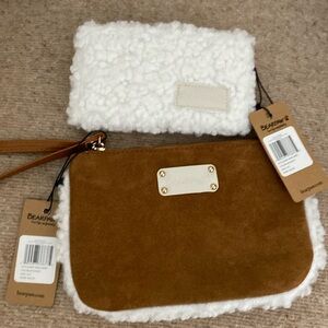 Bear paw card wallet and wristlet pouch sherpa